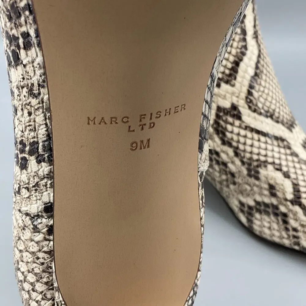 NEW Marc Fisher Women’s Itzia Pointed Toe Dress Booties White Snake Size 9M
